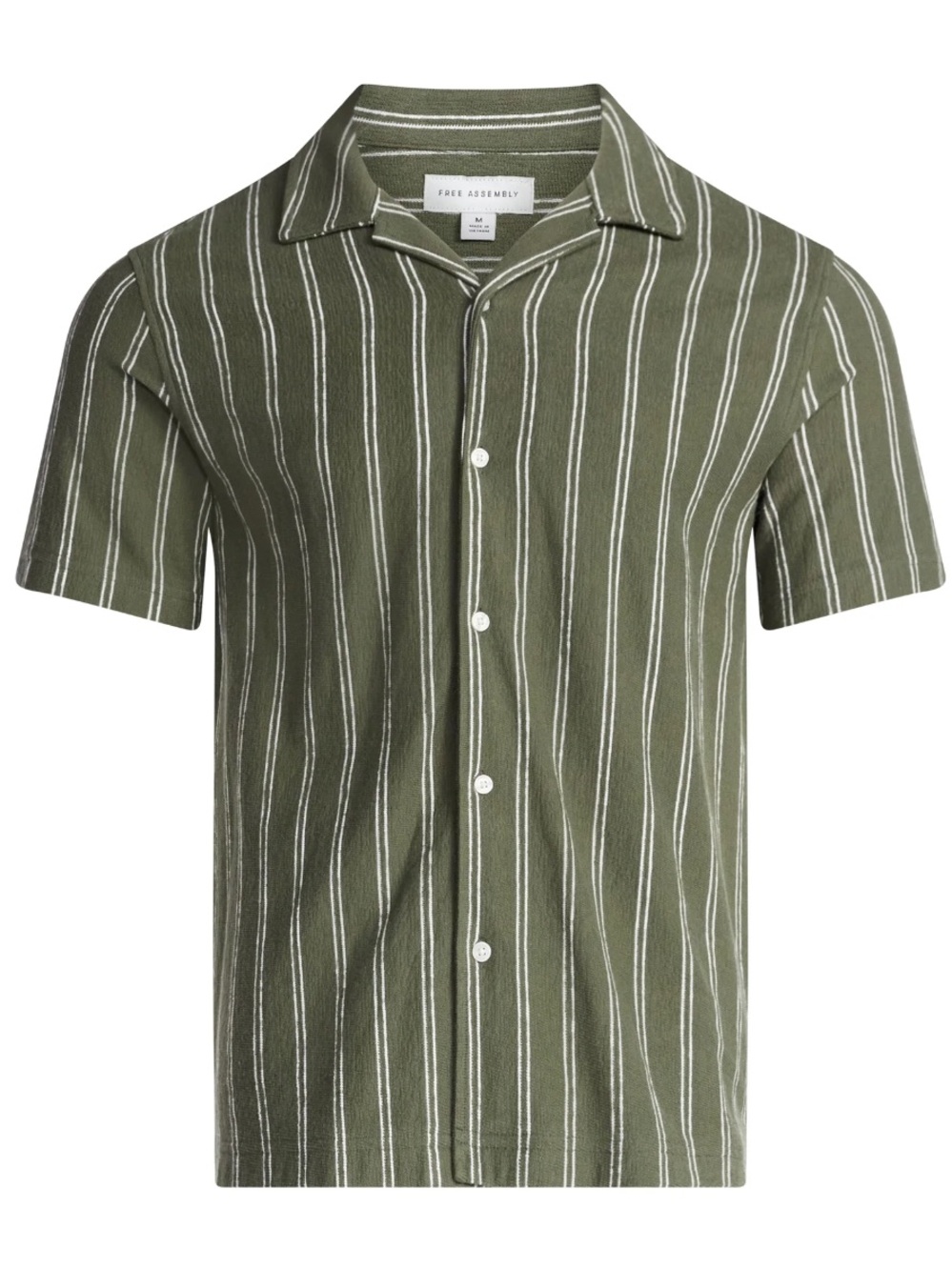 Free Assembly Men's Textured Cotton Camp Shirt with Short Sleeves